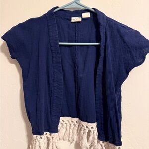 Roxy Deep Blue Women's Blouse with Fringe